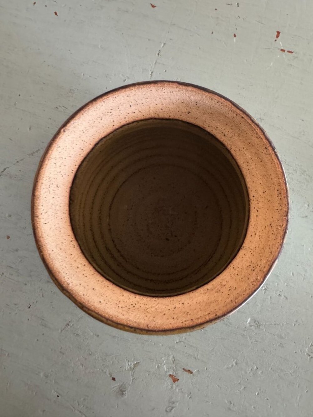 Handcrafted Stoneware Pottery Vase w Abstract Earth Tone Design Ribbed Texture - Picture 6 of 8